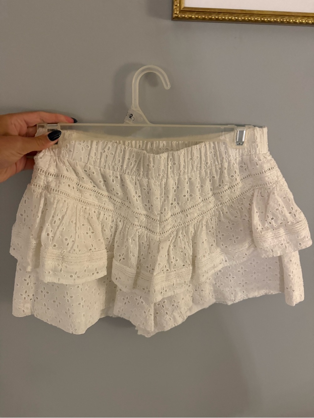 White Eyelet Ruffle Mini Skort